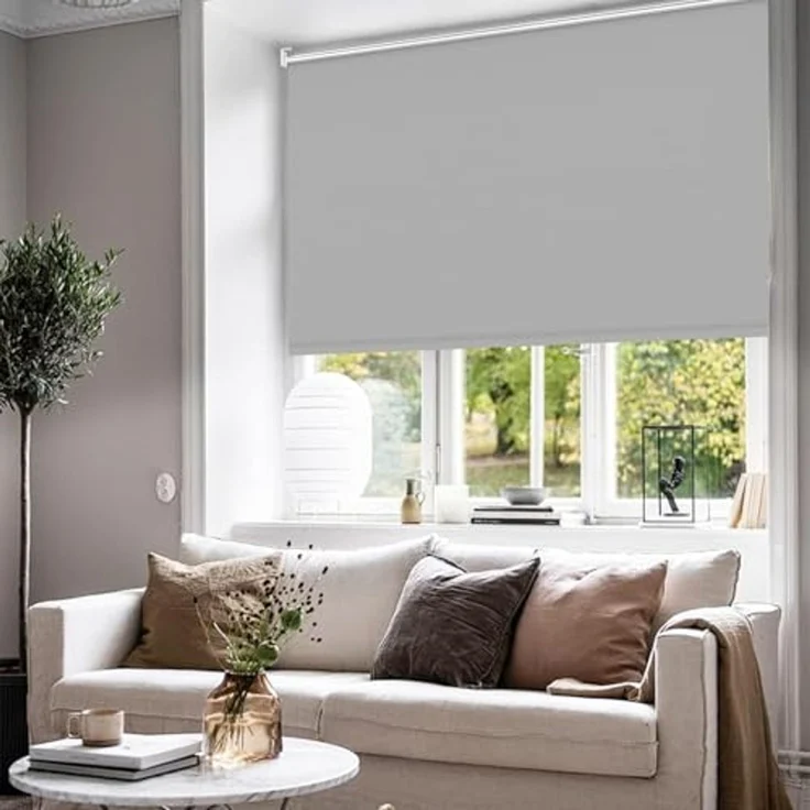 Verdunklungsrollo ohne Bohren Rollos für Fenster B100 x H170 cm (Stoffbreite 95cm) Hellgrau Thermo Rollo Klemmfix Verdunkelungsrollo Seitenzugrollo Sicht-und Sonnenschutz Wandmontage – Bild 7