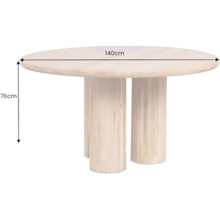 riess-ambiente Esstisch Art DECO 140cm natur Mangoholz, Säulenfüße, Unikat, massiv, rund (Einzelartikel, 1-St), Moderner Küchentisch - ideal für Ess- und Wohnzimmer oder Wohnküche – Bild 3