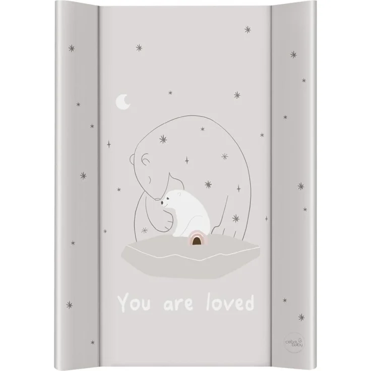 CEBA BABY Harte Wickelauflage 50x70 cm – Wickelbrett mit Klettbefestigung, Basic, sicher & stabil (Polar Bears)