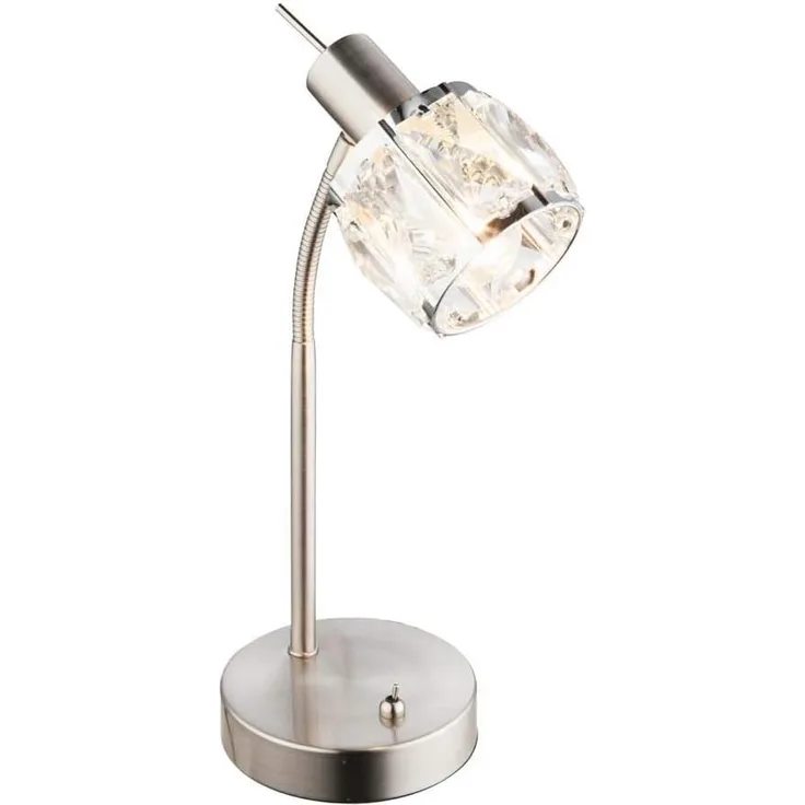 GLOBO Tischlampe Wohnzimmer Tischleuchte Schlafzimmer silber Kristall 54356-1T