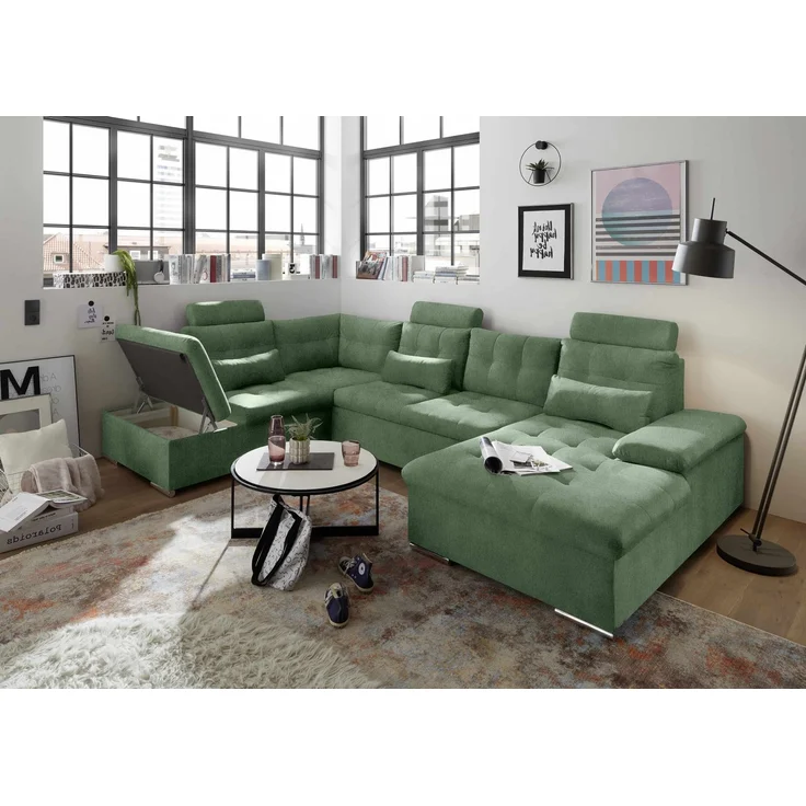 Sofa Grün mit Schlaffunktion und Bettkasten - Medan XXL – Bild 3