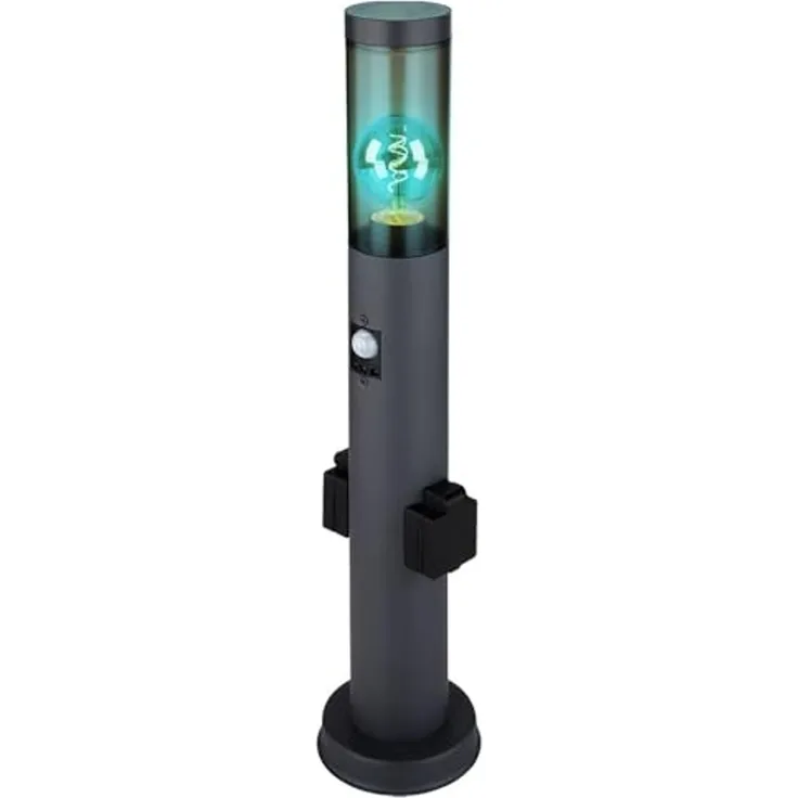 RGB LED Sockelleuchte, Bewegungsmelder, Steckdose, H 60 cm