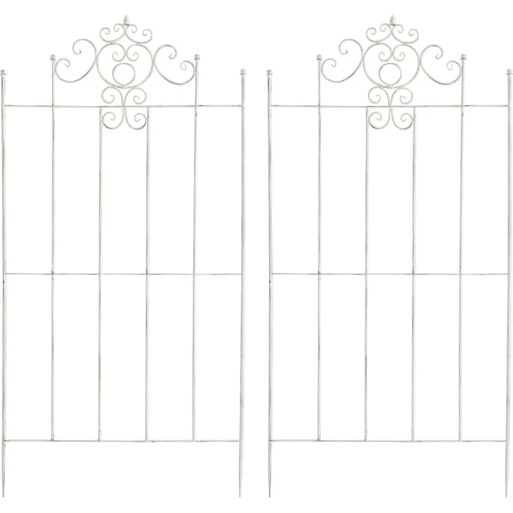 Rankgitter HEIKE 2er Set - 85,5x2x170cm, Metall, Antik-Weiß | Rankhilfe Kletterpflanzen Gartendekoration