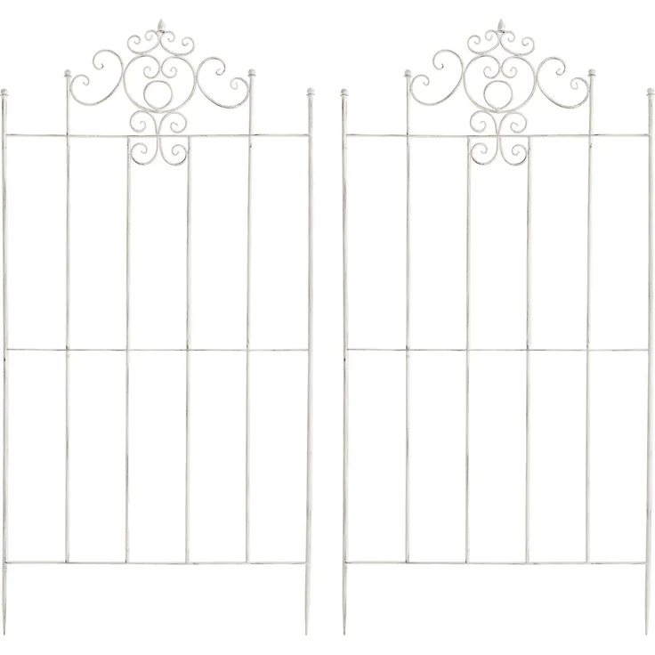 Rankgitter HEIKE 2er Set - 85,5x2x170cm, Metall, Antik-Weiß | Rankhilfe Kletterpflanzen Gartendekoration – Bild 1