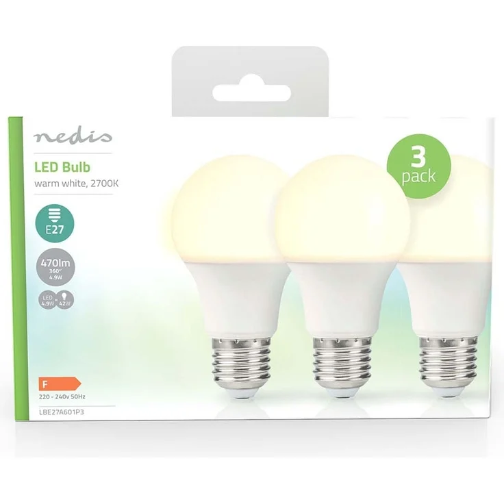 LED-Lampe E27 | A60 | 4.9 W | 470 lm | 2700 K | Warmweiss | Retro Style | Matte lampe | 3 Stück – Bild 3