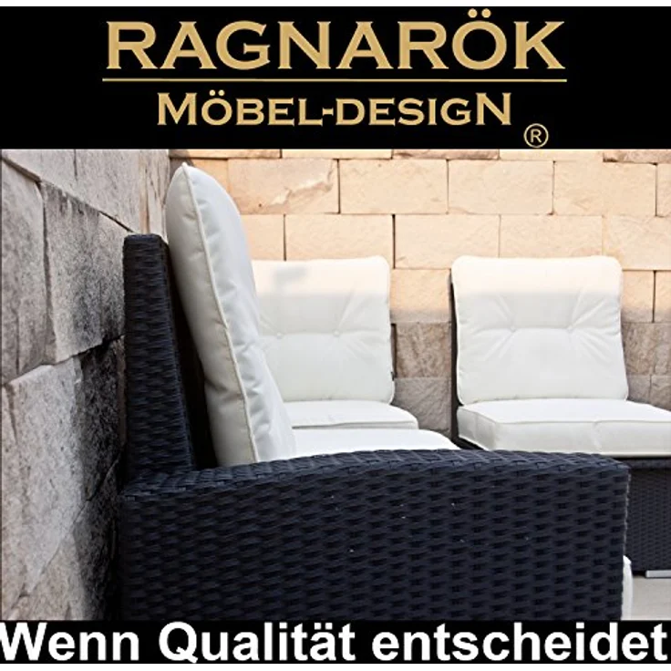 Ragnarök Möbel-Design Garten-Essgruppe Dining Lounge Wieland L, (Ecksofa + Tisch + Hocker, Polyrattan, inkl. aller Polster), Sitzpolster ca. 16 cm dick, 2 Härtegrade – Bild 8