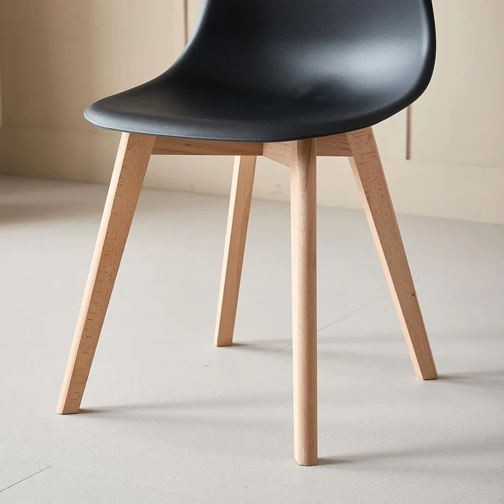 Esszimmerstühle 4er Set Beine Buchenholz Schwarz Schwarz 4 Stühle – Bild 6