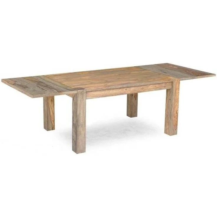 Esstisch mit Ansteckplatten Sheesham 140-180/220 x 90 x 76 grau geölt NATURE GREY #303 – Bild 1