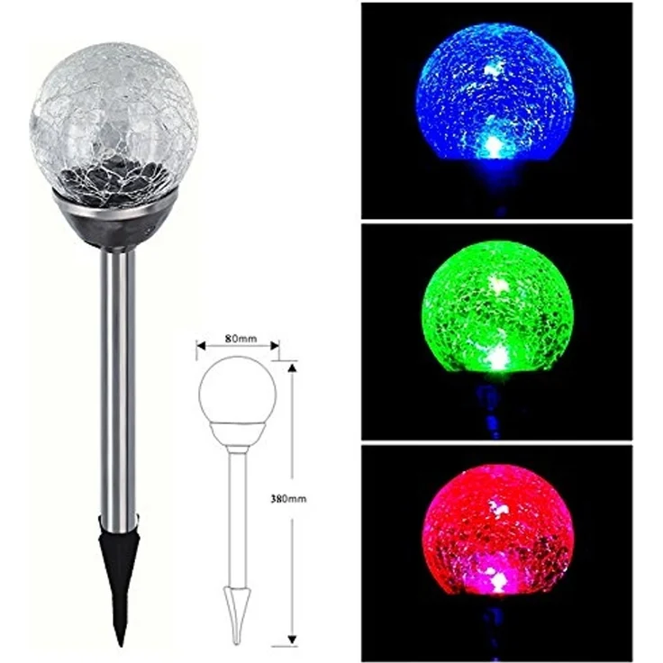 EAXUS LED Solarleuchte 3er Set Solar Gartenleuchte Kugel Leuchte mit Crackle-Licht Solarlampe, LED fest integriert, Farbwechsel, Farbwechsel – Bild 4