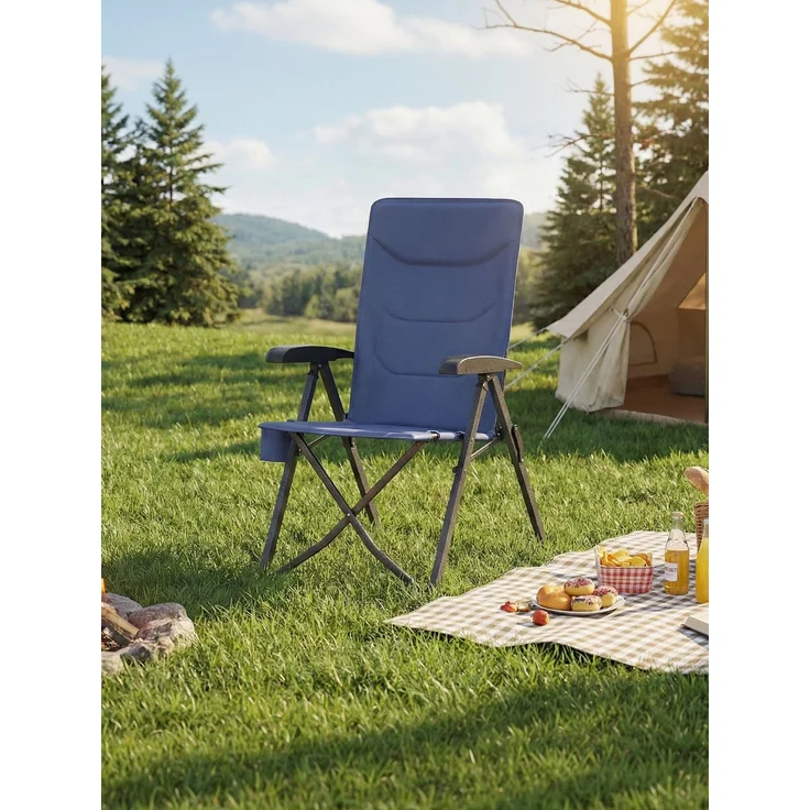 SONGMICS Campingstuhl faltbar, 2er Set, 95°-150° verstellbare Rückenlehne, Klappstuhl, drehbarer Getränkehalter, Tragetasche, Schultergurt, für Garten, Camping, Angeln, blau – Bild 4