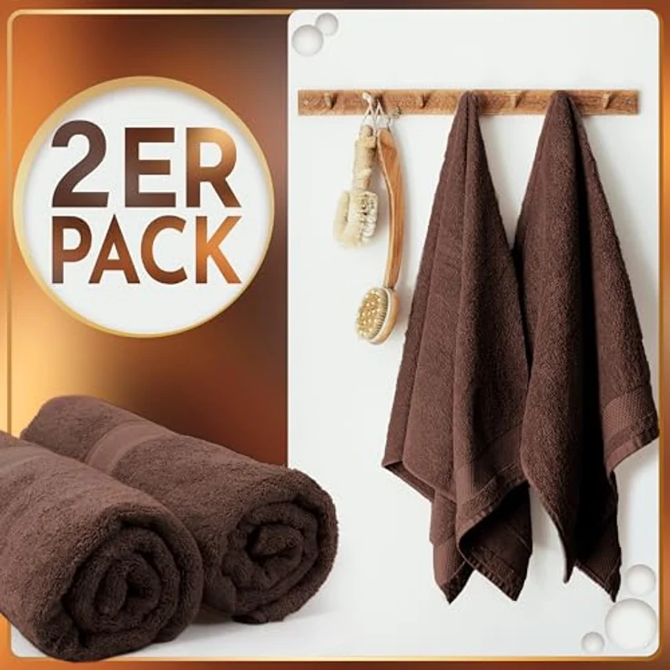 NatureMark 2er Pack SAUNATÜCHER Premium Qualität 80x200 cm SAUNATUCH Sauna-Handtuch 100% Baumwolle Farbe: Schoko Braun – Bild 3