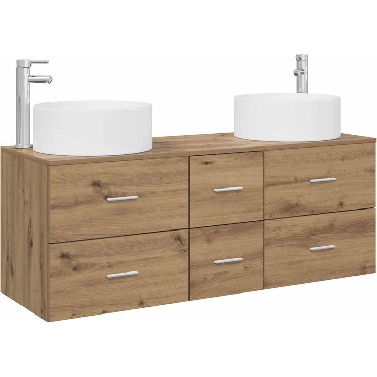 vidaXL Badezimmerschrank-Set 3 stk. Artisan-Eiche 129 x 44,5 x 80 cm 3405962 – Bild 2