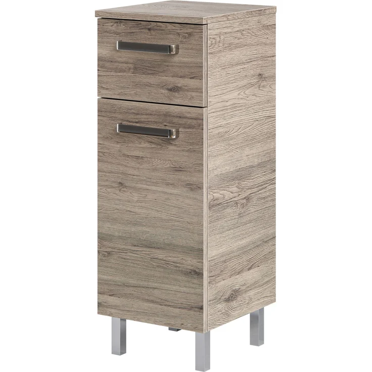 Pelipal Badmöbel-Set Quickset 313, Sanremo Eiche - Keramikwaschtisch, Waschtischunterschrank, Spiegelschrank, Unterschrank, Unterschrank – Bild 5