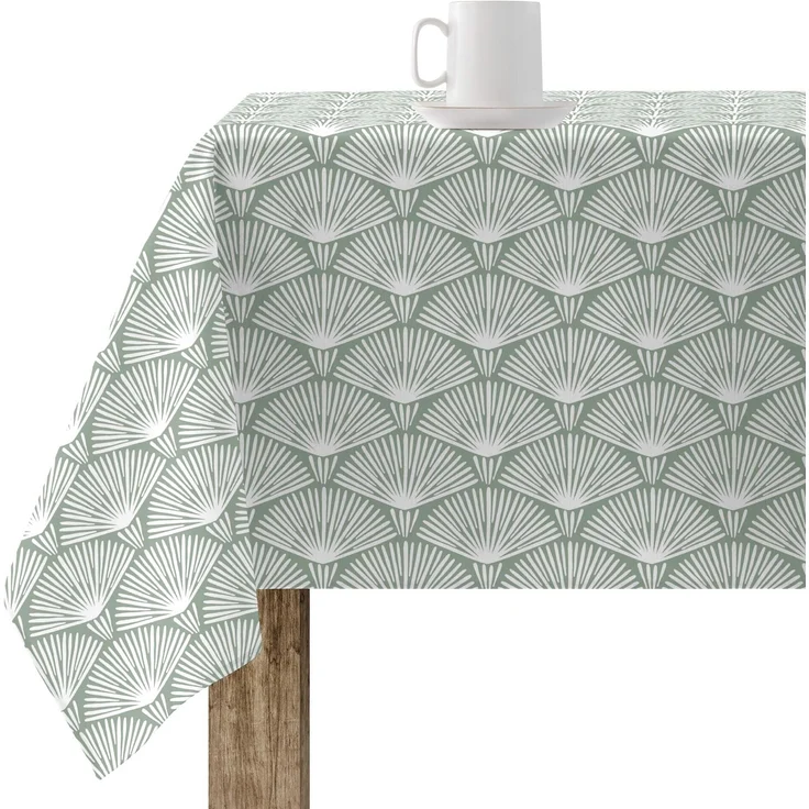 Belum Tischdecke, XL, fleckenabweisend, 100% geharzte Baumwolle, Tischdecke ohne Wachstuch, Tischdecke aus Baumwolle, wasserdicht, schmutzabweisend, flüssig, grün, 100x200 cm – Bild 1