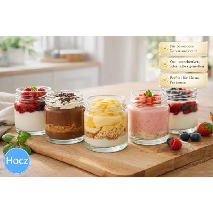 hocz 12x Mini Marmeladengläser 50 ml | mit Deckel Rot TO 43 | kleine Einmachgläser mit Schraubdeckel zum befüllen | Schraubgläser, Sturzgläser Set | leere Gläser für Marmelade | 12 Stück – Bild 6