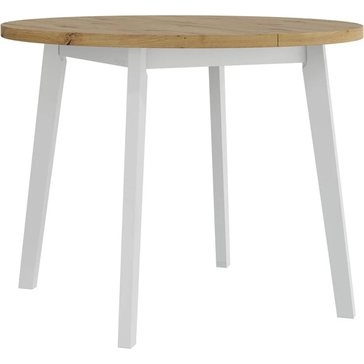 Esstisch Oslo III L, Runder Ausziehbarer Tisch (Farbe: Artisan Eiche / Weiß)