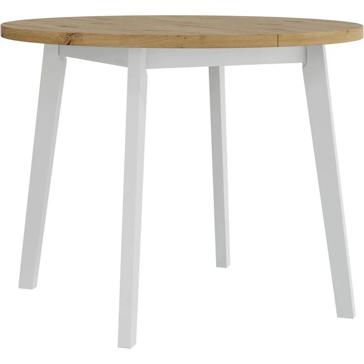 Esstisch Oslo III L, Runder Ausziehbarer Tisch (Farbe: Artisan Eiche / Weiß)