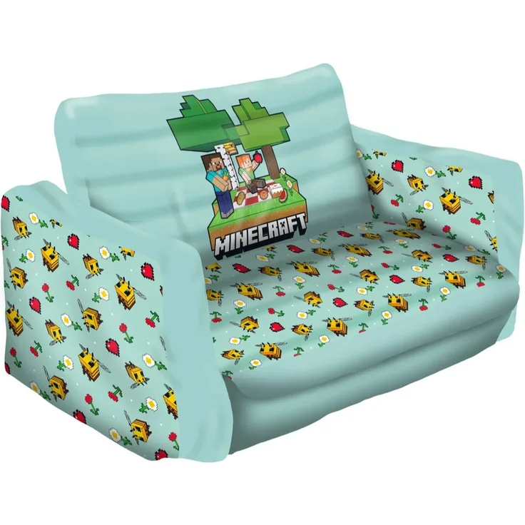 Minecraft Kinder Sofa 2in1 aufblasbar ausklappbar Schlafsofa Kindersessel mit Liegefläche