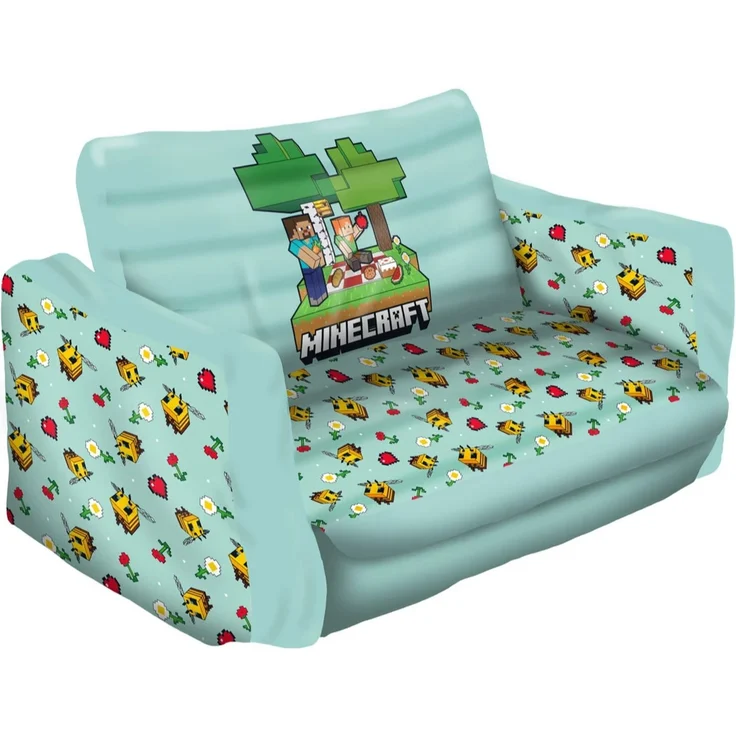 Minecraft Kinder Sofa 2in1 aufblasbar ausklappbar Schlafsofa Kindersessel mit Liegefläche – Bild 1