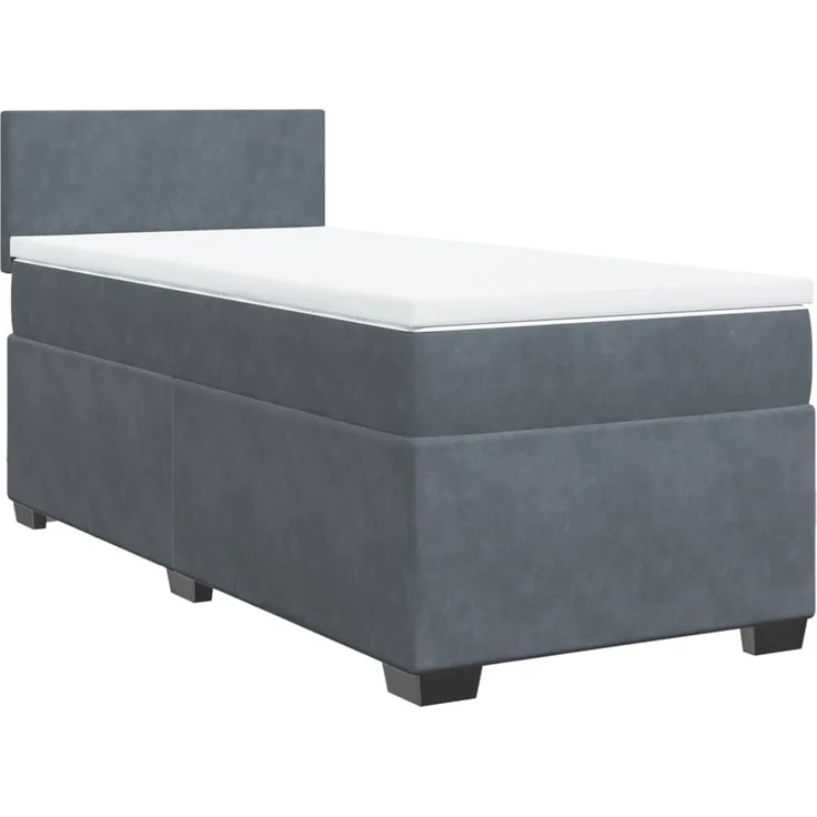 vidaXL Boxspringbett mit Matratze Dunkelgrau 100x200 cm Samt 3288529 – Bild 3