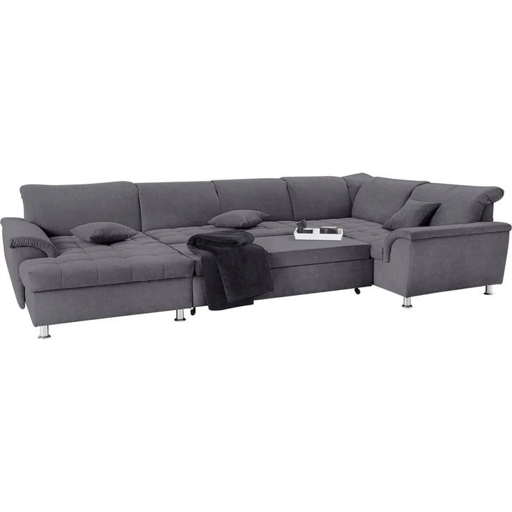 DOMO collection Wohnlandschaft Franzi wahlweise mit Kopfteilverstellung Bettfunktion, Bettkasten, im XXL-Format B/T/H: 352/214/80 cm, Steppung im Sitz, U-Form – Bild 3
