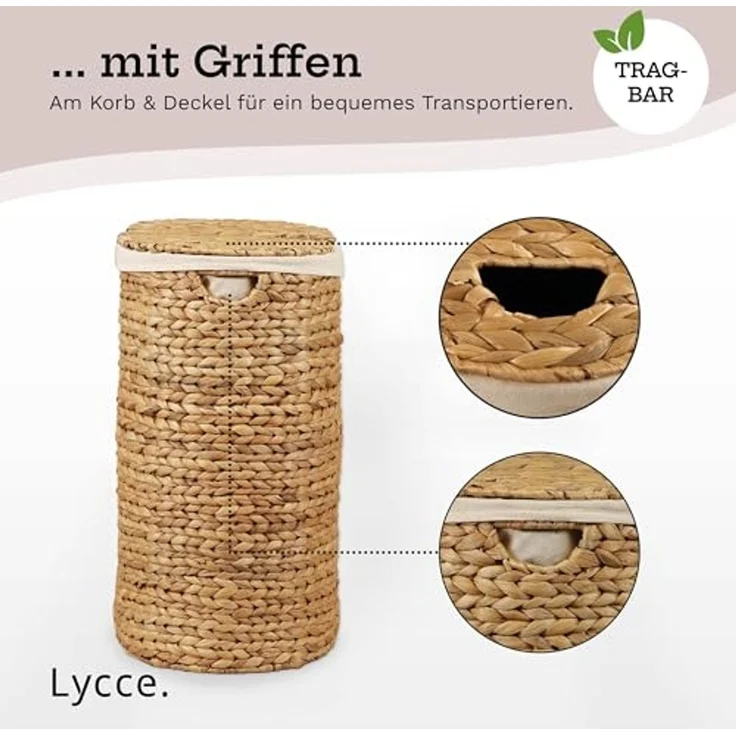 Lycce Wäschesortierer Lycce Wäschekorb 2 Fächer, Wäschebox mit Deckel und Wäschesack, 46 Liter, 2 Fächer, Deckel – Bild 6