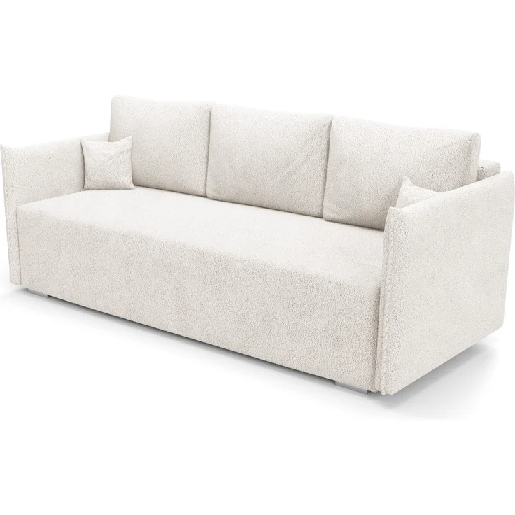 Wohnero 24 Bianca Premium Schlafsofa 207x93 cm mit Bettkasten & Schlaffunktion – 191x142 cm Liegefläche, 3-Sitzer Design Sofa - Weiss – Bild 3