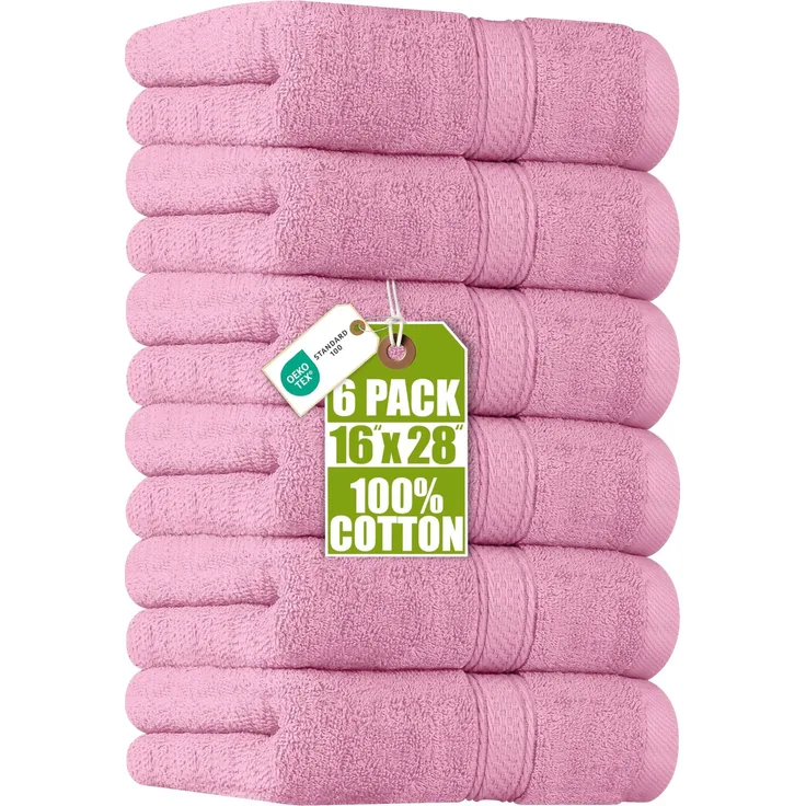 Utopia Towels, Premium Handtücher Set, 100% ringgesponnene Baumwolle, ultraweich und sehr saugfähig, 600 g/m², für Badezimmer, Fitnessstudio, Dusche, Hotel und Spa, 40,6x71,1 cm, Rosa, 6 Stück