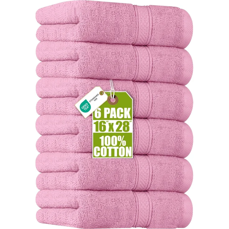 Utopia Towels, Premium Handtücher Set, 100% ringgesponnene Baumwolle, ultraweich und sehr saugfähig, 600 g/m², für Badezimmer, Fitnessstudio, Dusche, Hotel und Spa, 40,6x71,1 cm, Rosa, 6 Stück
