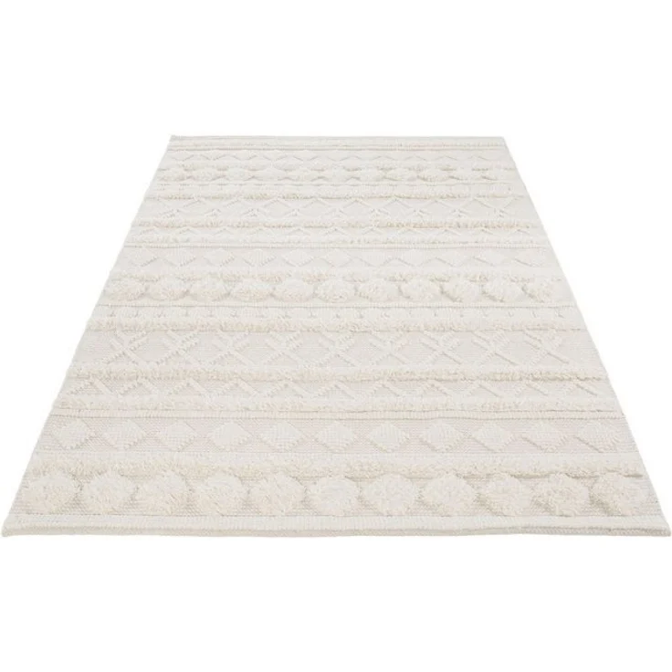LUXOR living Wollteppich Hägga, rechteckig, Höhe: 15 mm, Handweb Teppich, reine Wolle, handgewebt, Hoch-Tief Struktur – Bild 4
