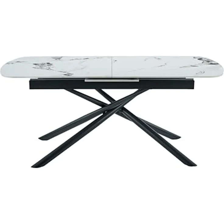 Hela Tische, Esstisch Auszugstisch Sintra, Platte Sintered Stone weiß Marmoroptik, Liftautomatik Auszug, Maß 180-220x90cm – Bild 3
