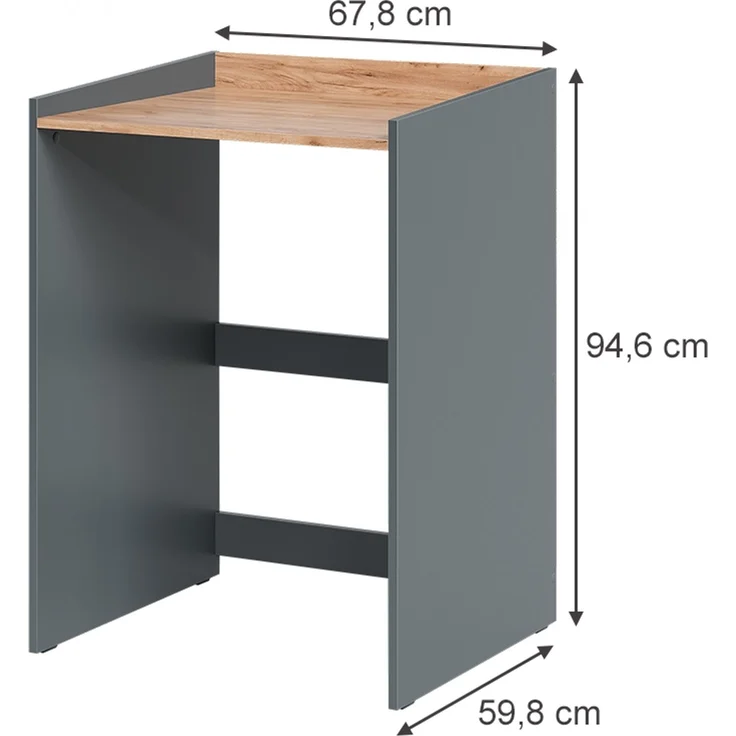 Waschmaschinenschrank Viktor Anthrazit/Goldkraft Eiche 67.8 x 94.6 cm mit erhöhtem Rand Vicco – Bild 2