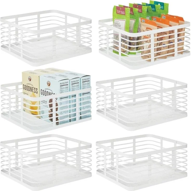 mDesign Allzweckkorb Aufbewahrung Drahtkorb Gitterbox 6er Set Metall Weiß – Bild 9