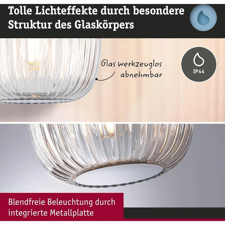 Paulmann 71143 Selection Bathroom Pendelleuchte Ruya Klarglas Chrom E14 IP44 – Bild 3