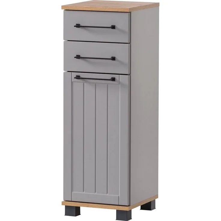 SCHILDMEYER Unterschrank Kommode Badschrank Badmöbel Platingrau 30,3 x 88,1 x 32,6 cm