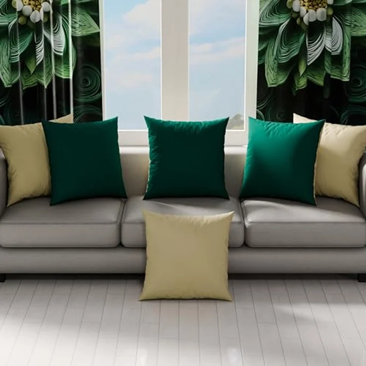PETTI Artigiani Italiani - 1 Paar Kissenbezüge 60x60 cm aus Mikrofaser, Dekokissen für Schlafzimmer, Sofa, Set mit 2 Kissenbezügen, doppelseitiger Kissenbezug Taupe Grün – Bild 4