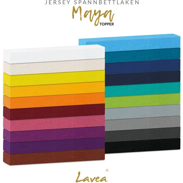 Lavea Spannbettlaken Bettlaken Maya, 180x200cm, 200x200cm, 140x200cm, 160x200cm, 100% Baumwolle Jersey, Gummizug: rundum, (1 Stück), für Matratzen, Topper, Boxspring- und Wasserbetten, weich, langlebig – Bild 4