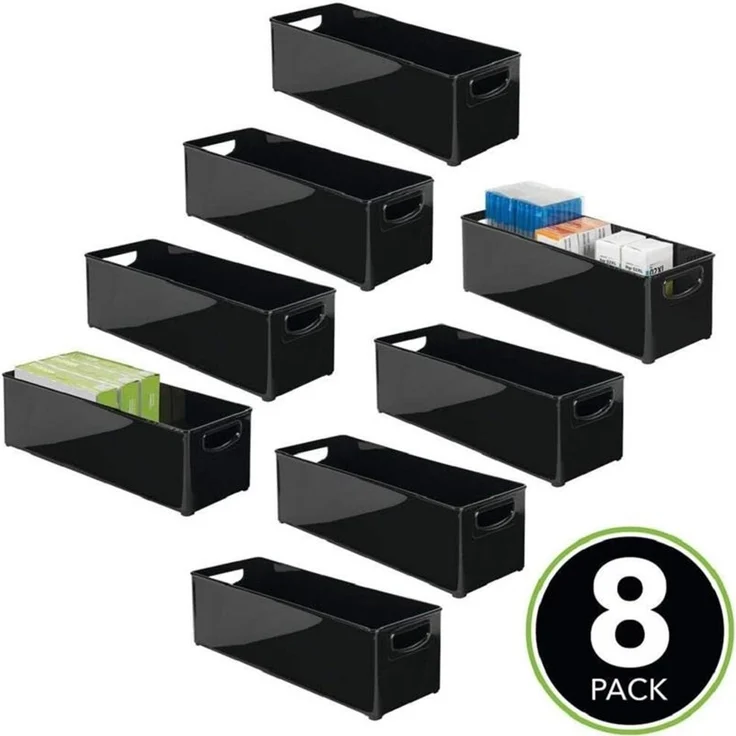 mDesign Schreibtisch Organizer Aufbewahrung Ablagesystem Griffe 8er-Set Schwarz – Bild 4