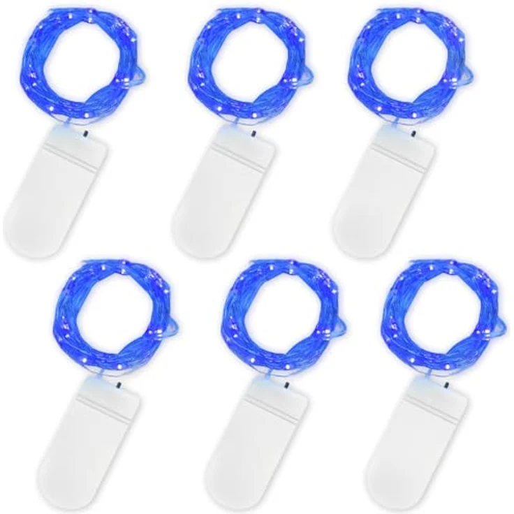 Jsdoin LED Mini Lichterkette mit Batterie, 6x20er Micro Lichterkette außen Batterie, 2M DIY kleine Lichterketten Wasserdicht für Party Hochzeit Weihnachten Beleuchtung Deko (Blau) – Bild 1