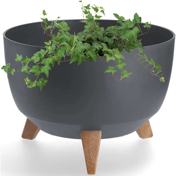 KADAX Blumentopf, Pflanzenabdeckung auf Beinen, Einsatz, Blumenständer, 33 cm, Anthrazit, rund – Bild 6