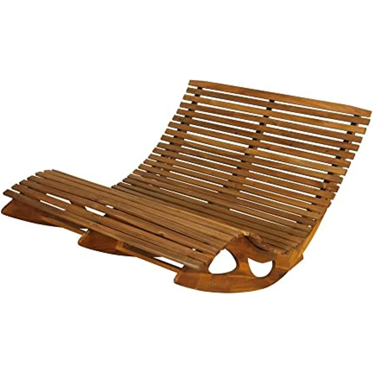 CHILLROI® Ergonomische Doppelschwungliege XXL Saunaliege aus Akazienholz, 150 x 120 x 66/95 cm, für Innen- und Außenbereich, maximale Belastbarkeit 260 kg – Bild 4