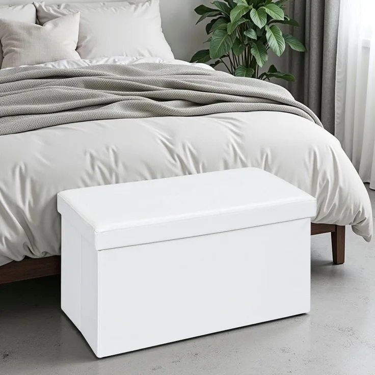 Inter Link Faltbox Setto groß Weiß mit Sitzpolster, 76 x 38 x 38 cm