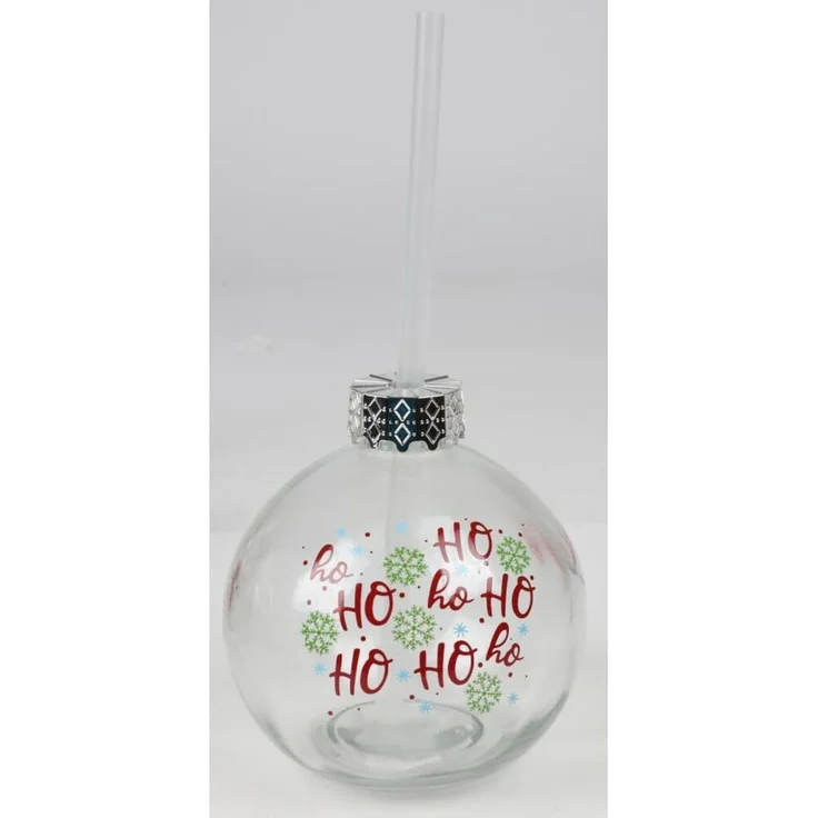 BURI Trinkglas Christbaumkugel 400ml Strohhalm Weihnachten Winter Advent – Bild 7