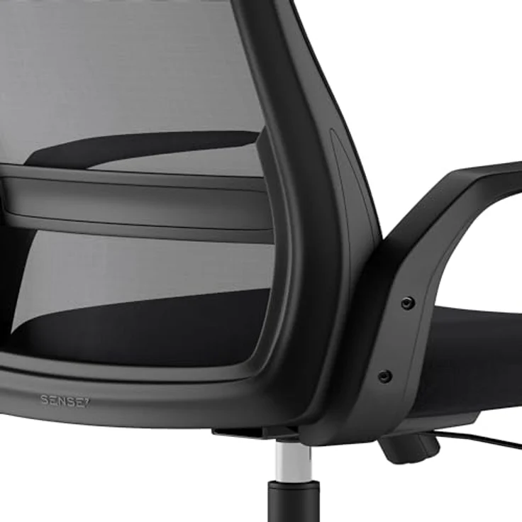 SENSE7 ergonomischer Bürostuhl Juno, Office Chair mit Wippfunktion, Armlehnen, Bürosessel mit atmungsaktiver Rückenlehne, Computerstuhl bis 130kg, Drehstuhl aus Mesh, Rückenschonend, schwarz – Bild 12