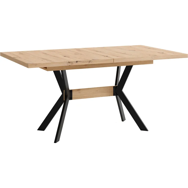 byLIVING Esstisch BREMEN / Tischplatte Artisan Eiche / Gestell Metall schwarz / mit Auszug / B 160 - 200, H 75, T 90 cm