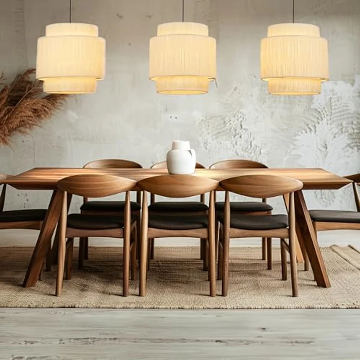Briloner Pendelleuchte Swing Nature, 3-flammig mit Bastschirm im Boho-Stil für Esszimmer und Wohnzimmer, E27-Fassung – Bild 4