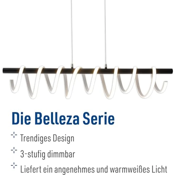Näve LED-Pendelleuchte Belleza 100 cm, dimmbare Pendelleuchte mit warmweißer Beleuchtung und Höhe 150 cm – Bild 2