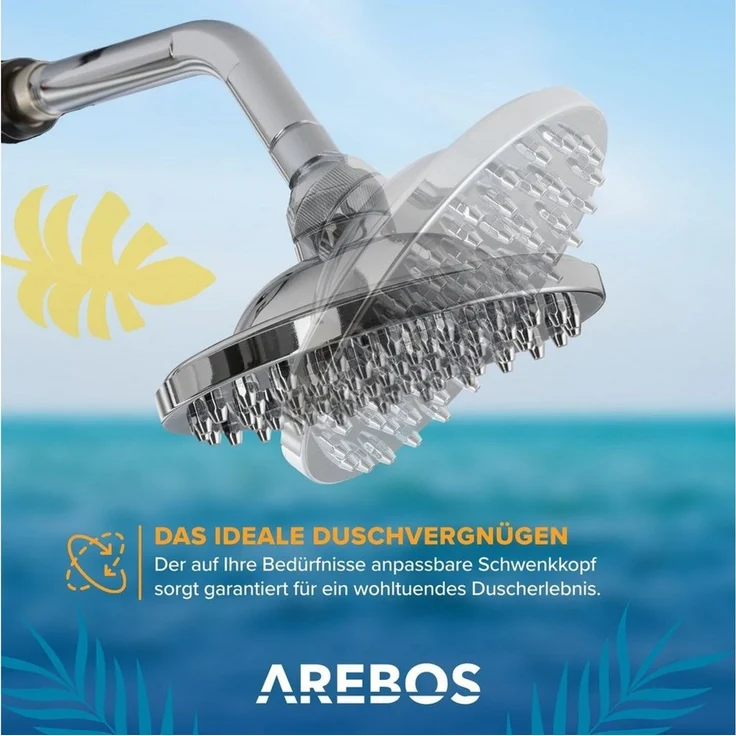 Arebos Solardusche 60 L Solar-Gartendusche mit Handbrause, Thermometer & Fußdusche (Komplett-Set, Schwarz), inkl. Abdeckhaube – Bild 4