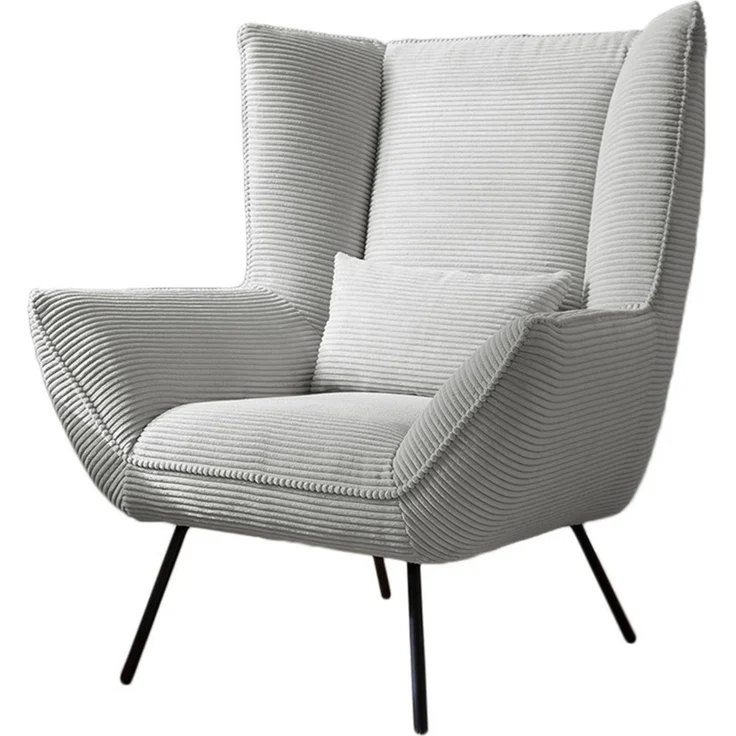 KAWOLA Sessel IVA Relaxsessel Cord hellgrau 112 x 94 x 90 cm – Bild 3