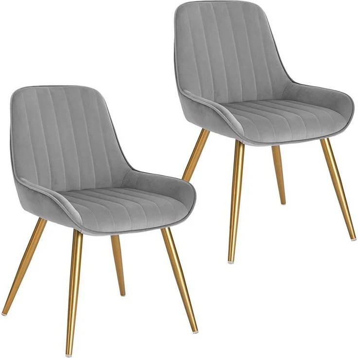 EUGAD Esszimmerstuhl (2 St), Retro, Sitzfläche aus Samt, mit Metallbeine – Bild 1